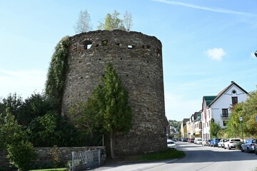Fototapeta na wymiar Stadtbefestigung der Stadt Zwettl, Österreich, Kesselbodenturm, 05.10.2023