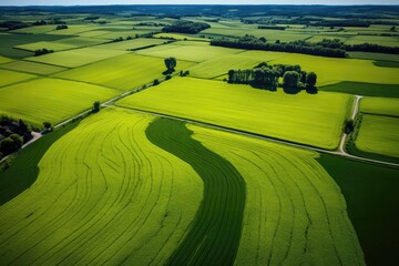 Aerial View Of Green Fields In Germany
