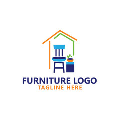 furniture store home interior décor logo design vector