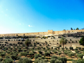 Fototapeta na wymiar Panoramic view of the old city of Jerusalem.