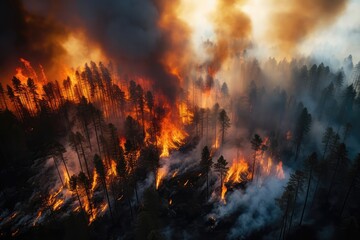Fototapeta na wymiar Drone View Of Burning Forest