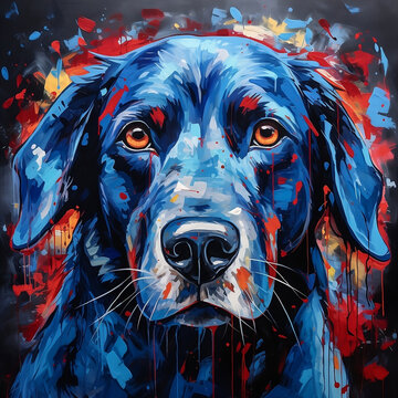 portrait of a loyal blue dog abstract graffiti 