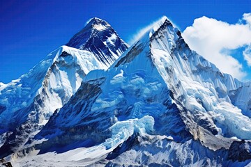 An Illustration Of The Mountain On A White Background, Capturing Its Grandeur