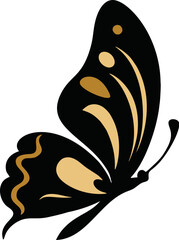 Monarch butterfly silhouette vector icon. Beautiful insect logo black and orange