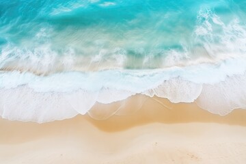 Topdown View Of Serene Summer Beach With Soft Blue Ocean Waves. Сoncept Beach Scenery, Summer Vibes, Ocean Waves, Topdown View