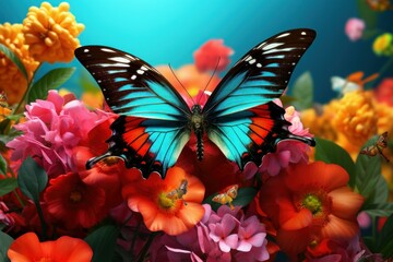 Colorful Butterfly flower. Spring nature beauty. Generate Ai