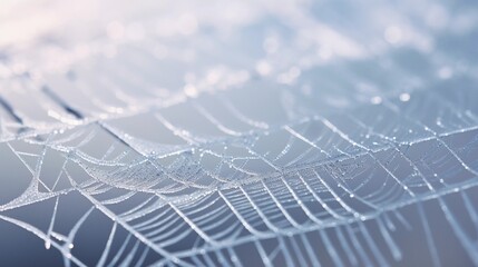 Nature's Crystal Web: Frozen Dew Close-Up