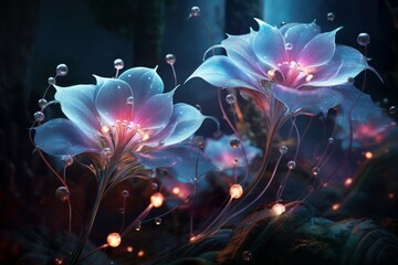 Fiery fantasy flowers. Spring floral. Generate Ai