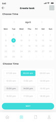 Fototapeta na wymiar Planning Task in Calendar, Project Management and Schedule Pages Mobile App UI Kit Template