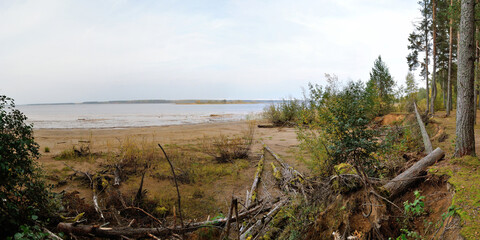 Fototapeta na wymiar Summer fishing on the Rybinsk reservoir, nature.