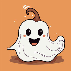 Cute happy ghost vector illustration. Halloween, Trick or treat party card invitation print, product print, sticker design element 3