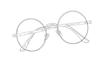 hand drawn glasses on white background. outline glasses