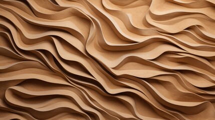 Abstract beige background with fluid wavy shapes and paper texture