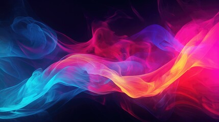 Abstract neon colorful background with fluid wavy shapes - obrazy, fototapety, plakaty