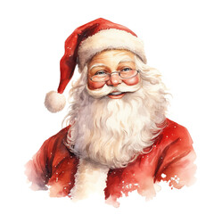 Santa Portrait For Christmas Event. Watercolor Style. AI Generated