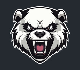 Roaring Fury Unleashed Vector Graphics Mascot Logo Character Illustration Aggressively Roaring Panda with Intense Angry Eyes, a Symbol of Untamed Power and Unrelenting Wrath