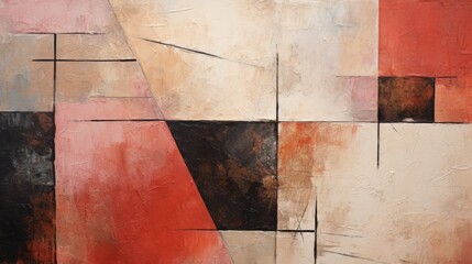 Abstract colorful grunge background with textured oil or acrylic brush strokes and geometric shapes