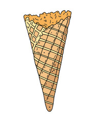 hand drawn ice cream cone. ice cream cone on white background