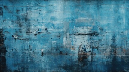 Abstract colorful blue grunge background with textured oil or acrylic brush strokes