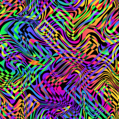 Psychedelic neon geometric. Seamless pattern