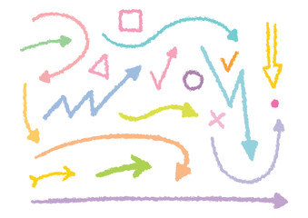 hand drawn jagged arrow signs. arrows drawn with brush