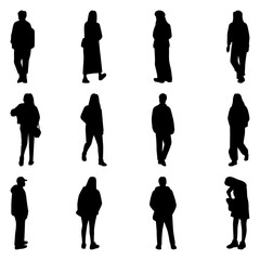Vector Collection Set of Casual People Silhouettes	

