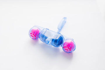 Toilet cleaning tablet hanger. Isolated on a white background.Cleaning products concept.