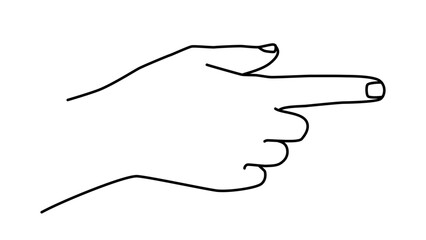 Hand drawn outline lineart hand doodle. Pushing a button gesture