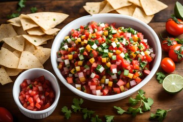 bowl of salsa and chips