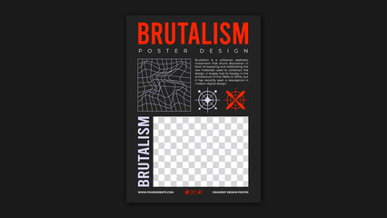 Brutalism Poster Design in Y2K Acid Rave Style. It can be used as a poster, banner or landing page in your business' advertising. 