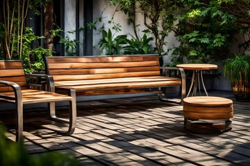 Obraz premium table and chairs in outdoor