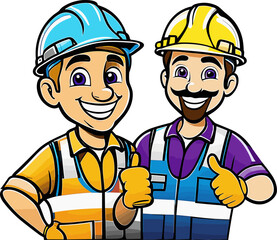 A Cartoon Image of Two Construction Workers Giving a Thumbs Up