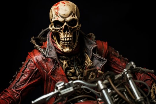 Spectral Biker demon skeleton. Monster skull. Generate Ai
