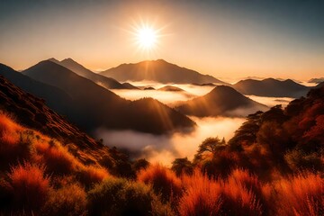 Fototapeta premium sunset in the mountains
