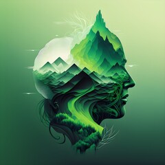 how to achieve nothing nonduality consciousness sleek design hyper detail green gradient  - obrazy, fototapety, plakaty