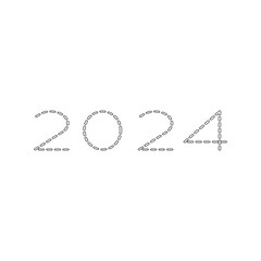 2024 out line banner template. New year symbol. Minimal banner with editable stroke. Vector illustration isolated on white background