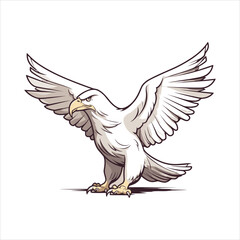 Minimalistic Eagle Cartoon Doodle Line Art