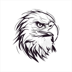 Minimalistic Eagle Cartoon Doodle Line Art