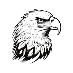 Minimalistic Eagle Cartoon Doodle Line Art