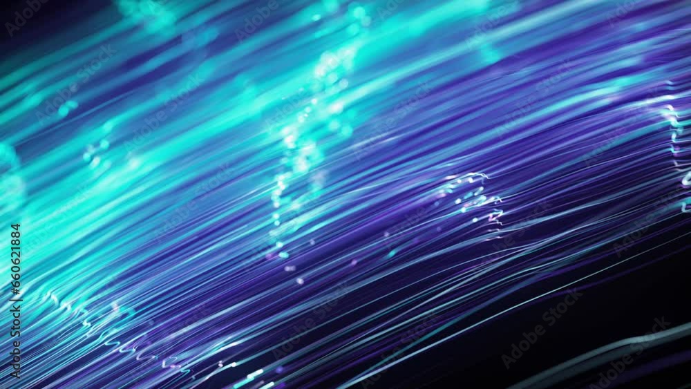 Poster abstract slow motion swirling neon lines background/ 4k animation of an abstract wallpaper technolog