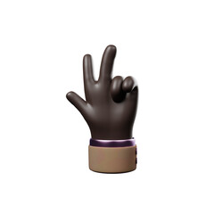 Hand of realistic 3d design in cartoon style. Transparent PNG