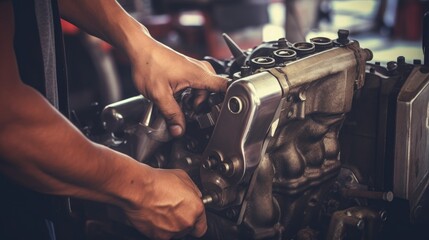 A mechanic working on an engine, showcasing professional automotive services