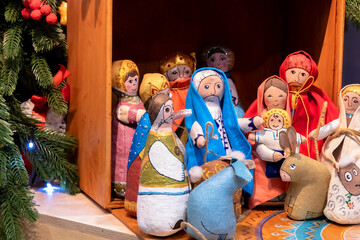 Doll figurines for Christmas of biblical characters.