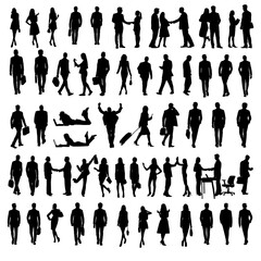 silhouette of a people business set illustration vector