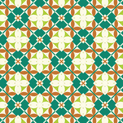 Obraz premium Decorative color ceramic azulejo tiles. Vector seamless pattern watercolor. Modern design. Blue folk ethnic ornament for print, web background, surface texture, towels, pillows, wallpaper.