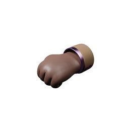 Hand of realistic 3d design in cartoon style. Transparent PNG
