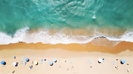 Sea beach top view - obrazy, fototapety, plakaty