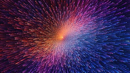 Fototapeta premium Hyperspace speed effect in night starry sky. Bright blue and red galaxy