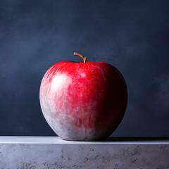 apple made of cement isolated in grey background