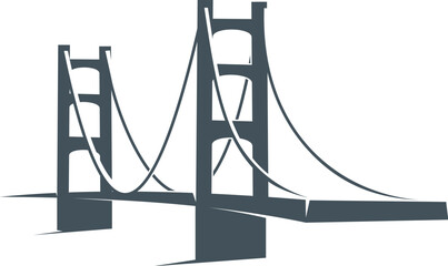Bridge icon, architecture, building or transportation and construction company vector sign. Bridge silhouette symbol for insurance or investment business, communication technology, travel and industry